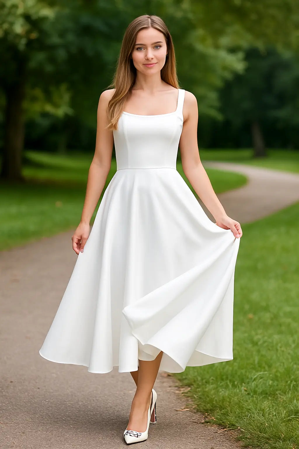 Dames Mouwloze A-Line Jurk, Vierkante Hals Hoge Taille Zomerfeest Cocktail Jurk | VIQA VIQA© NEDERLAND