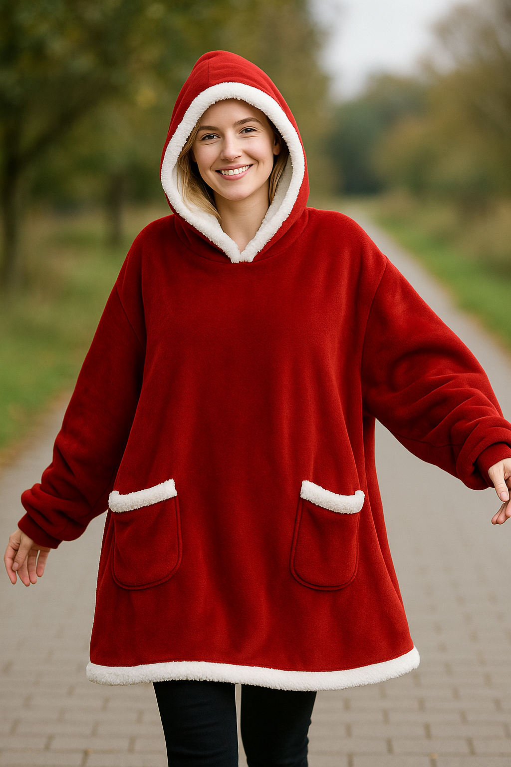 Hoodie-Deken Met Mouwen Voor Dames, Oversized Trui Met Zakken Van Winterfleece Met Ruitjesmotief | VIQA VIQA© NEDERLAND
