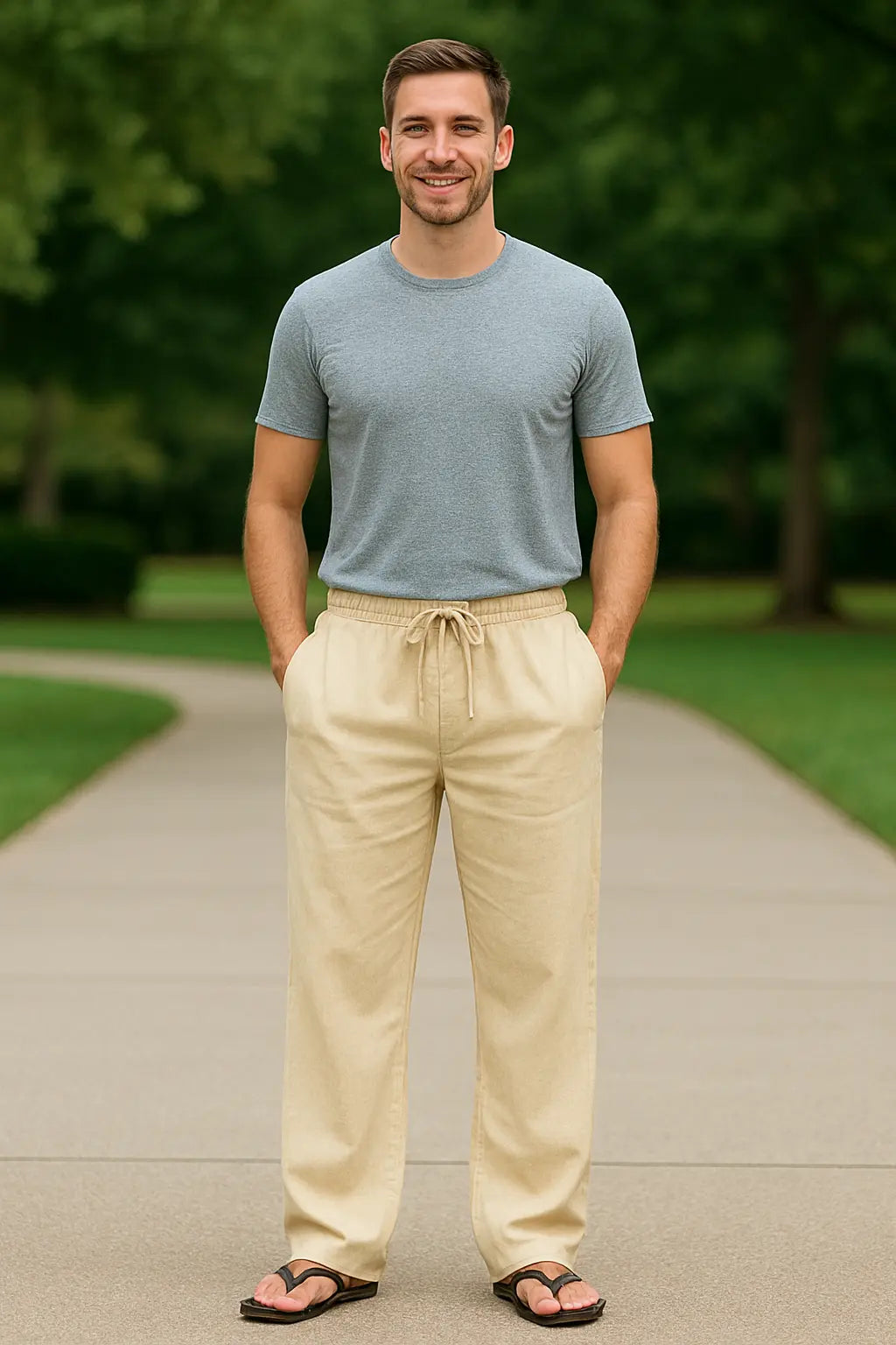 Lichtgewicht Herenbroek, Elastische Taillebroek, Casual Lange Zomerbroek | VIQA VIQA© NEDERLAND