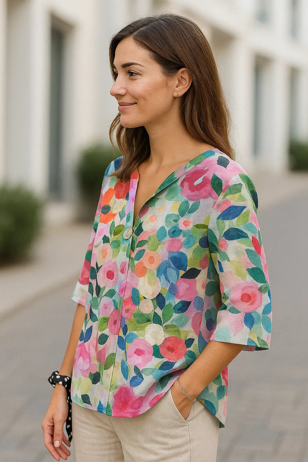 Damesbloemenblouse, Knoopshirt Met Lange Mouwen, Elegante Losse Kantoortop, Casual Kleding | VIQA VIQA© NEDERLAND