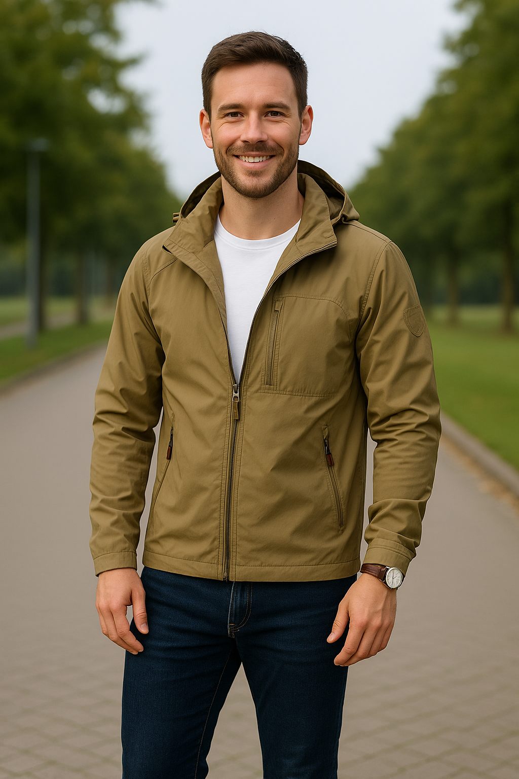 Heren Windjack, Lchtgewicht Lange Jas Met Flip Kraag En Zakken | VIQA VIQA© NEDERLAND