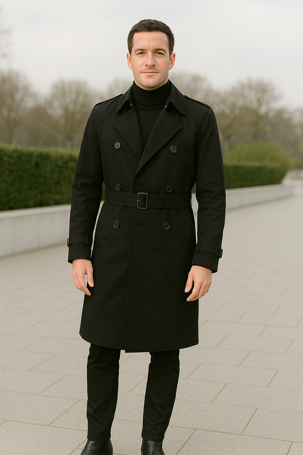 Heren Lange Trenchcoat, Klassieke Effen Kleur Windjack, Herfst Winter Streetwear | VIQA VIQA© NEDERLAND