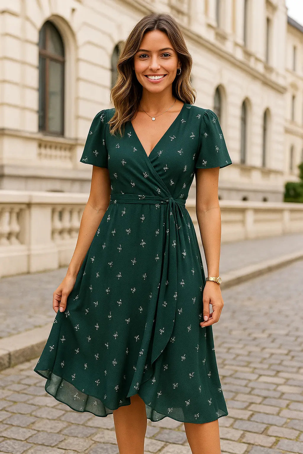 Dames Zomer Bloemen A-Lijn Jurk, Korte Mouwen Los Fit Lange Maxi Jurk Met Stippen | VIQA VIQA© NEDERLAND