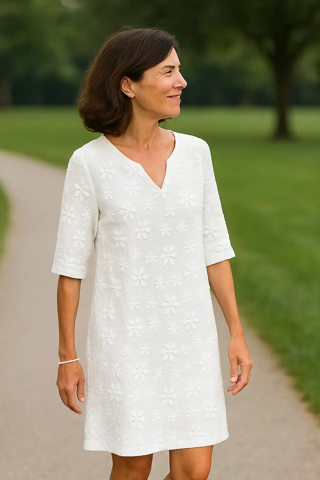 Dames Zomerjurk, Geborduurde Midi Met V-Hals En Halve Mouwen, Casual Losse Pasvorm Trui | VIQA VIQA© NEDERLAND