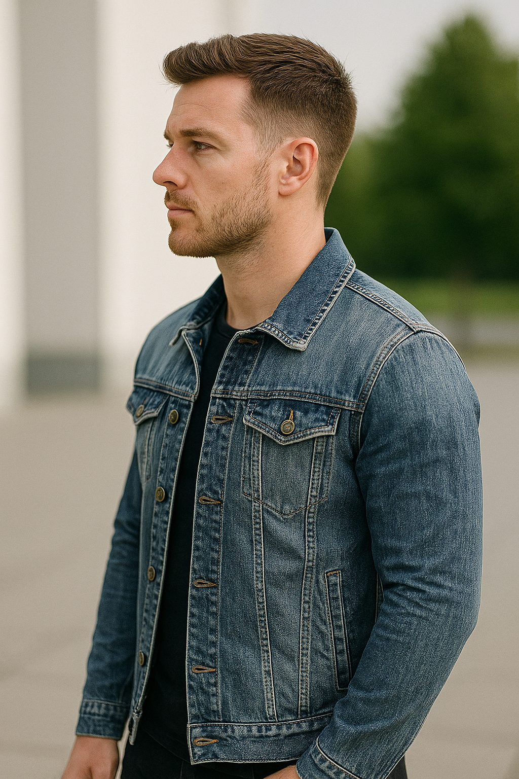 Heren spijkerjasje, slim fit casual revers retro motorjas | VIQA VIQA© NEDERLAND