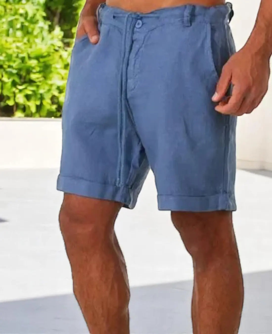 Heren Zomer Linnen Korte Broek, Lichtgewicht Ademende Shorts, Casual Slim Pasvorm | VIQA VIQA© NEDERLANDDonkerblauw-2XL