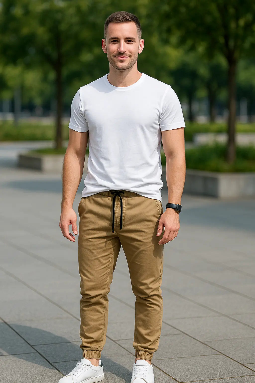 Heren Slim Pasvorm Werkbroek, Casual Broek Met Manchetten, Trendy Streetwear | VIQA VIQA© NEDERLAND