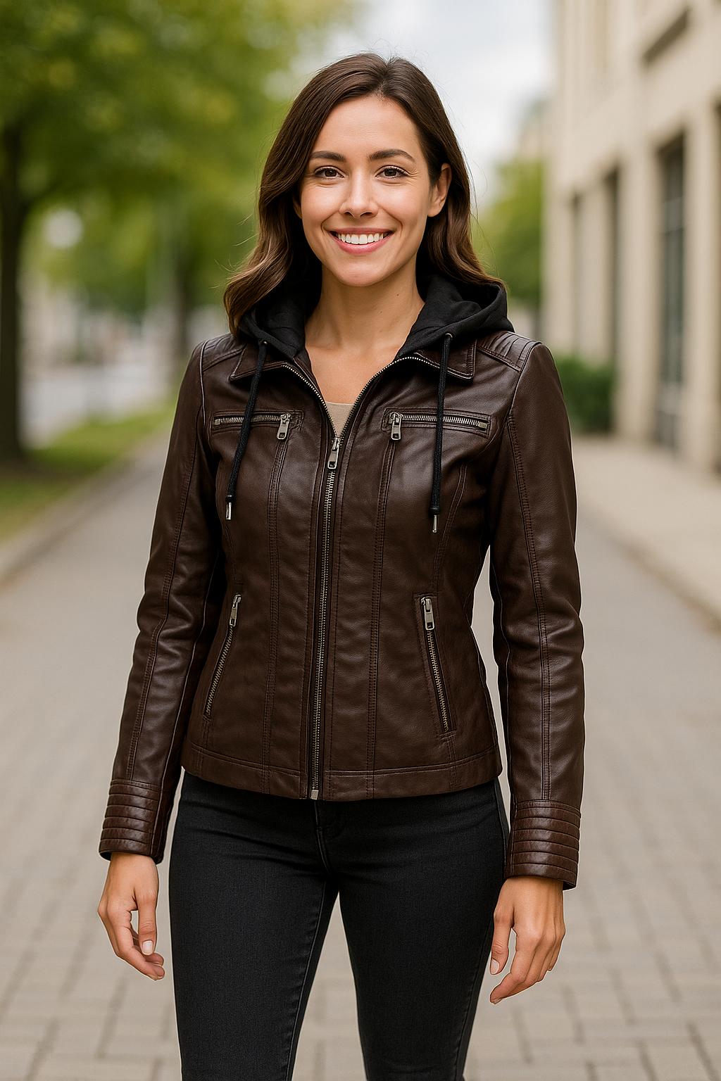 Dames Faux Lederen Jas, PU Motorfiets Jas, Hooded Winter Bovenkleding | VIQA VIQA© NEDERLAND