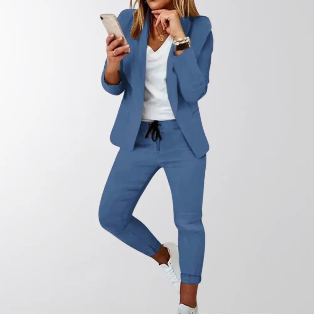 Suzan Tweedelige Blazer Jas En Broek Set VIQA© NEDERLANDBlauw-XXL