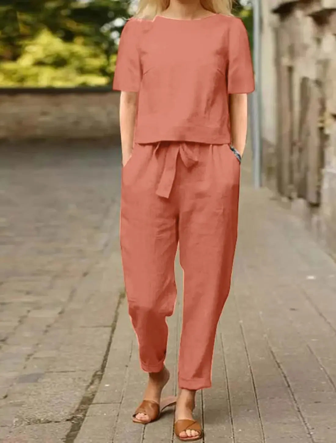 Dames Elegante Tweedelige Linnenset VIQA© NEDERLANDOranje-2XL