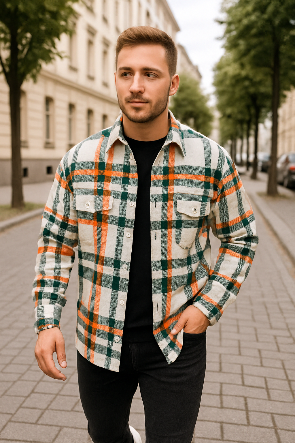 Heren Geruit Overhemd, Lange Mouwen Knoopsluiting Revers Top, Casual Lente Herfst Wit Geruit Blouse | VIQA VIQA© NEDERLAND