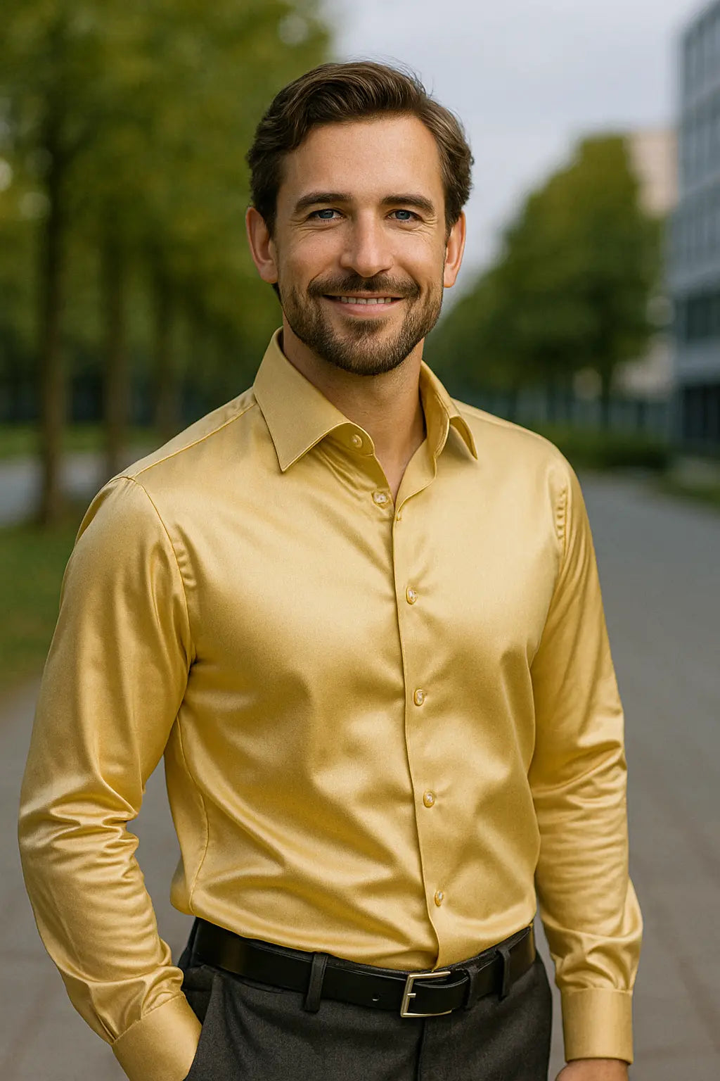 Heren Glanzend Satijn Luxe Overhemd VIQA© NEDERLAND