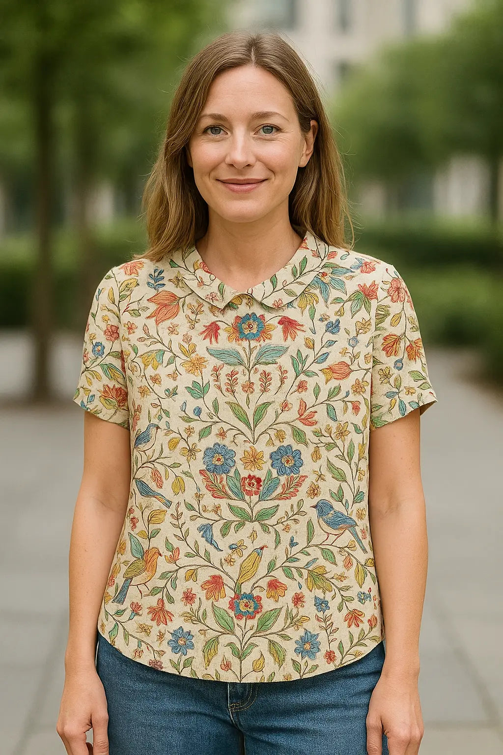 Dames Linnen Bloemen Shirt, Lichtgewicht Korte Mouw Kap Blouse Met Print, Casual Top | VIQA VIQA© NEDERLAND