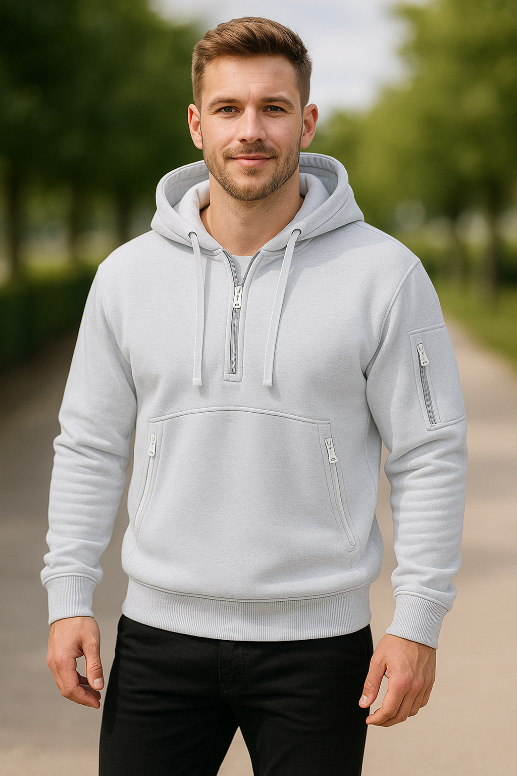 Heren Streetwear Hoodie, Staande Kraag Rits Pullover Lange Mouwen Sweatshirt Herfst Winter | VIQA VIQA© NEDERLAND