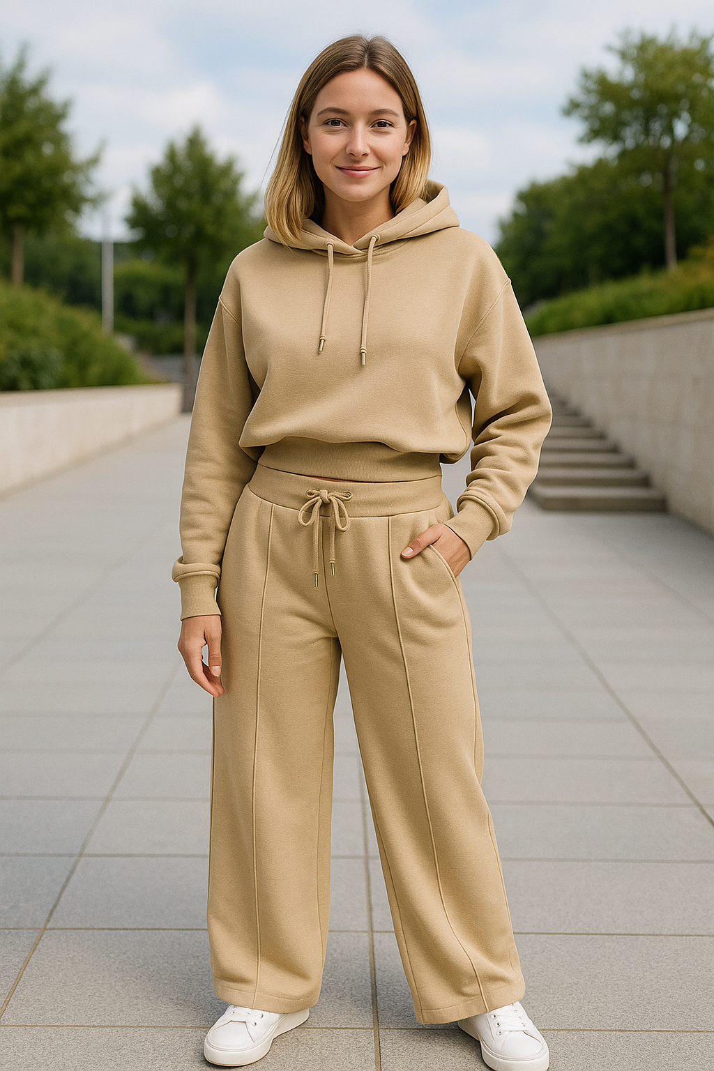 Hoodie Voor Dames, 2-Delige Set, Effen Gekleurde Casual Joggingpak Voor Herfst En Winter | VIQA VIQA© NEDERLAND