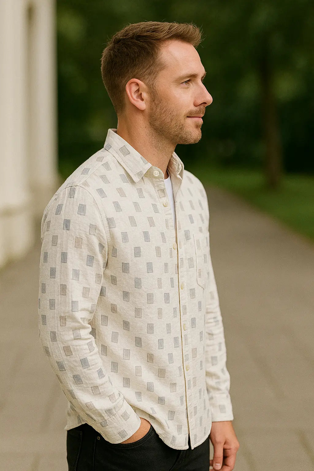 Heren Shirtjas Met Print, Omgeslagen Kraag, Lange Mouwen, Losse Pasvorm, Streetwear Jas | VIQA VIQA© NEDERLAND