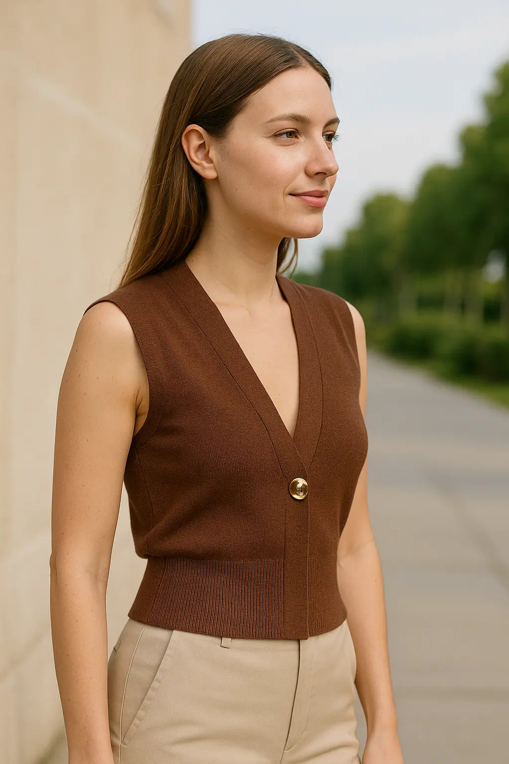 Dames V-hals Gebreide Tanktop, Effen Kleur Zomer Mouwloos Shirt | VIQA VIQA© NEDERLAND