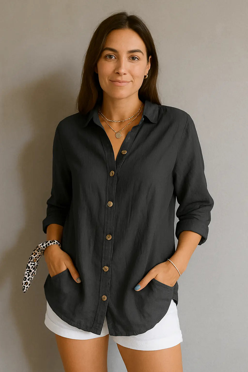 Anne Dames Zomer Comfort Blouse Met Knoopsluiting VIQA© NEDERLANDZwart-XL