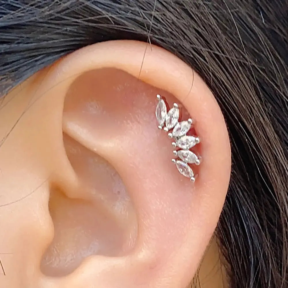 Blad Tragus Helix 925 Zilver Oorbellen Voor Dames VIQA© NEDERLANDBlad-Zilver
