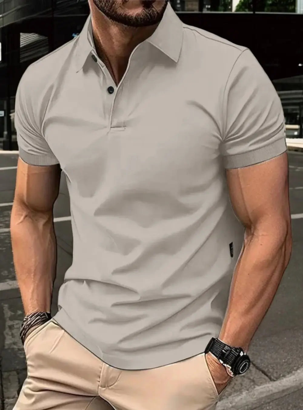 Gary Athletische Herenpolo Katoen Shirt VIQA© NEDERLANDGrijs-2XL