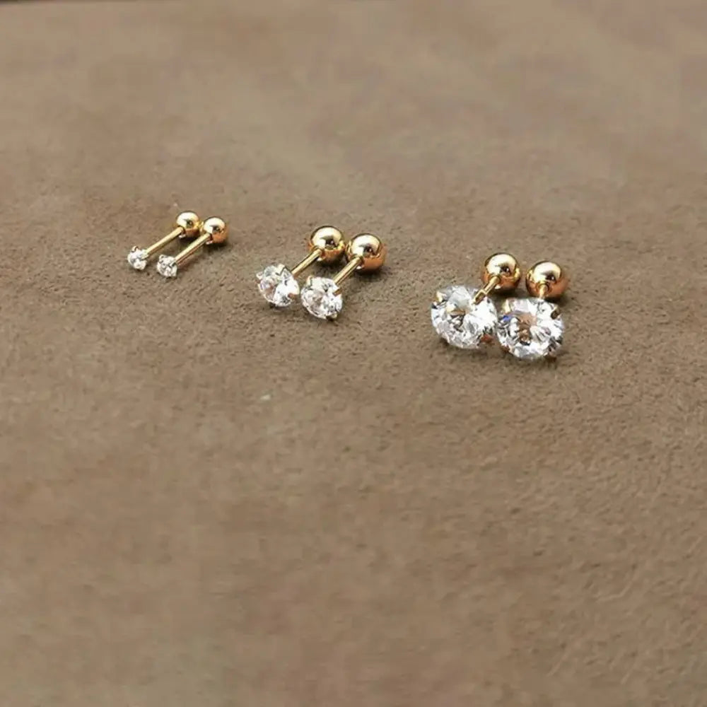 Unisex Zirkoon Roestvrij Staal 4 Prong Oorbellen VIQA© NEDERLAND