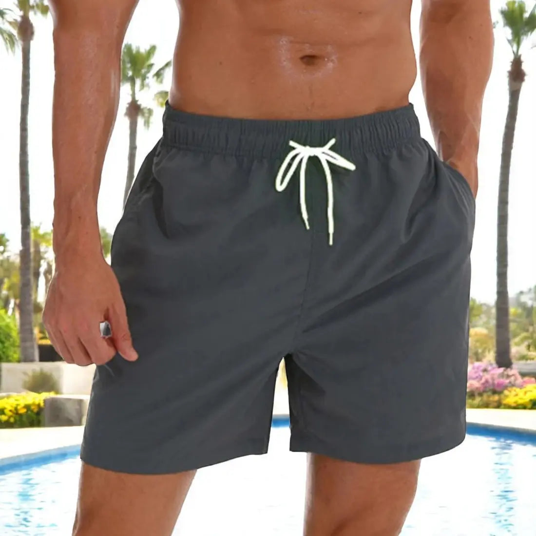 Heren Zwembroek Met Koord, Ademende Sneldroge Strandshort, Lichtgewicht Zwemkleding | VIQA VIQA© NEDERLANDGrijs-2XL