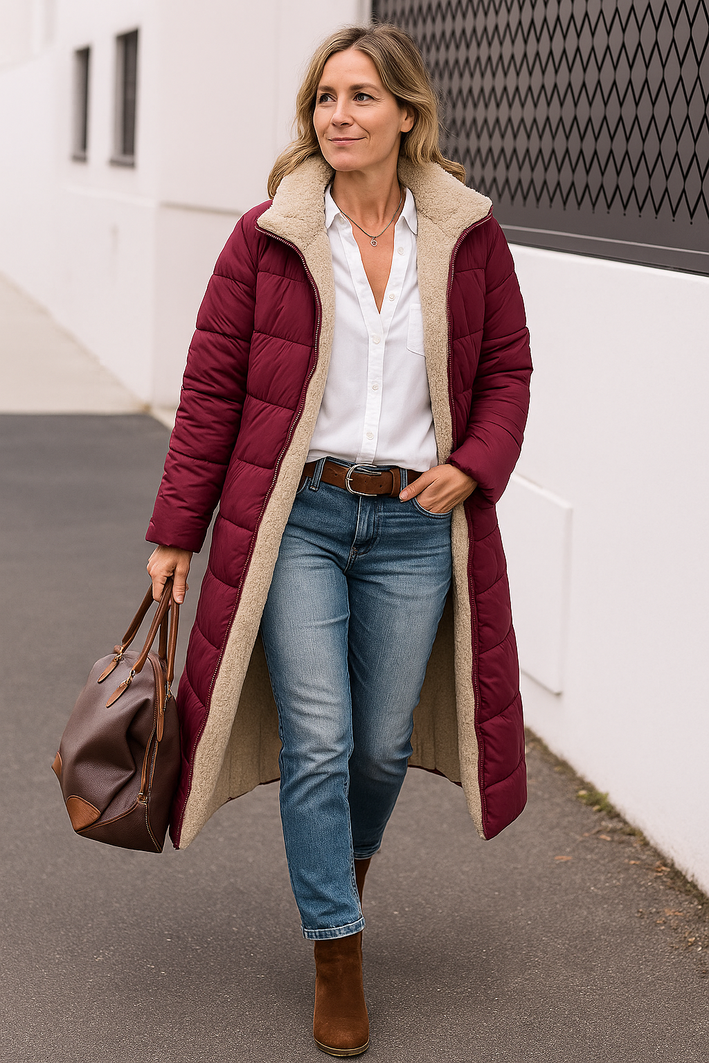 Dubbelzijdige Jas Met Capuchon Voor Dames, Lange Trendy Winterjas Voor Woon-Werkverkeer | VIQA VIQA© NEDERLAND