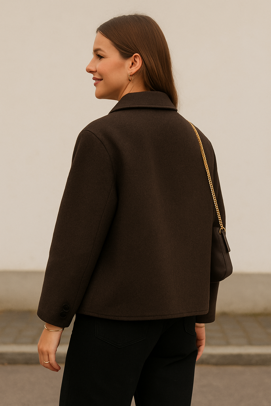 Wollen Damesjas, Effen Kort Knoopjasje, Herfstwinter Warme Bovenkleding | VIQA VIQA© NEDERLAND