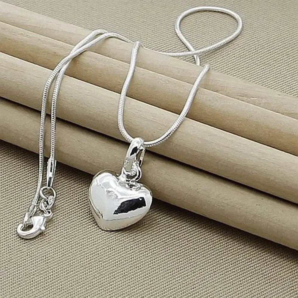 925 Sterling Zilveren Massief Hart Ketting Slangenketting Voor Dames VIQA© NEDERLAND