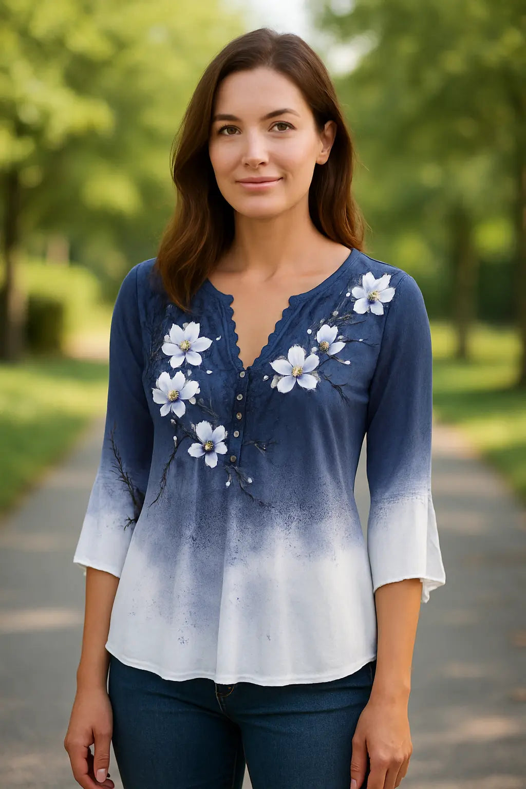 Dames Elegant Gedrukte Blouse, Casual Lange Mouwen Stijlvol Overhemd Top | VIQA VIQA© NEDERLAND