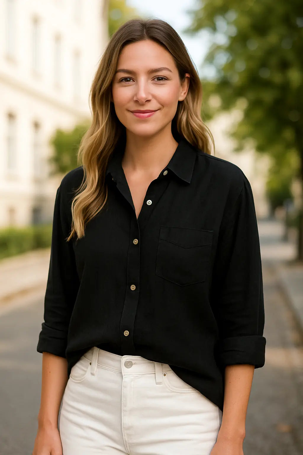 Dames Linnen Lange Mouw Shirt, Elegant Effen Kleur Casual T-Shirt Overhemd | VIQA VIQA© NEDERLAND