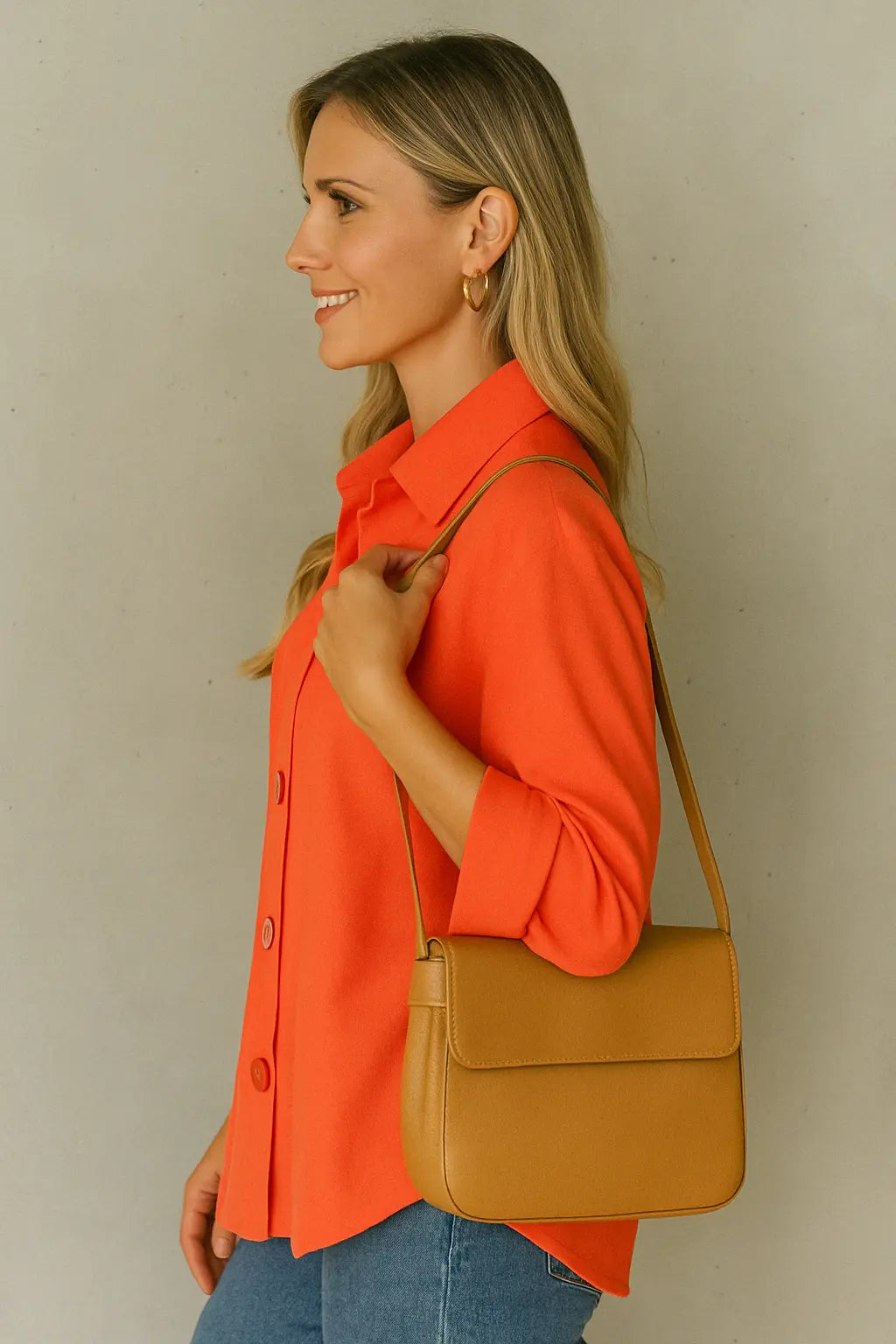 Lynnette Dames Oranje Blouse Met Lange Mouwen VIQA© NEDERLAND