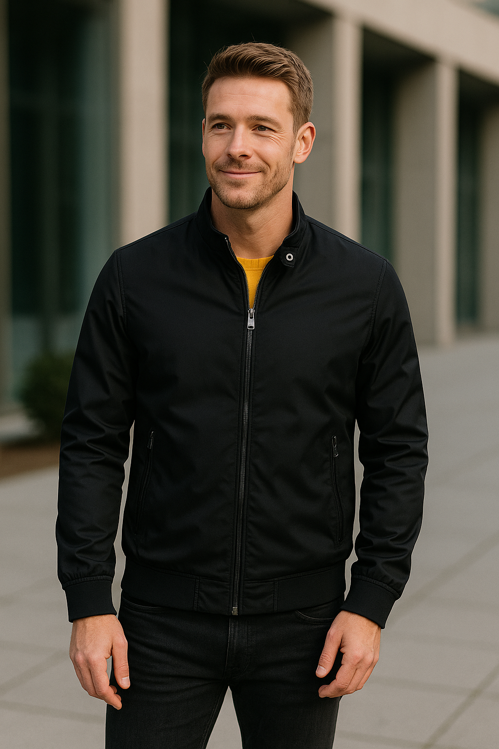 Heren Winterjas, Effen Kleur Casual Staande Kraag Bomber, Herfst Slim Fit Bovenkleding | VIQA VIQA© NEDERLAND