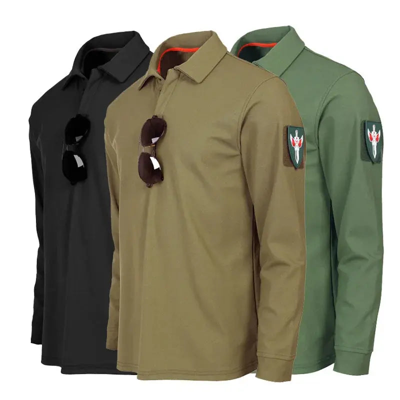Geborduurd Tactisch Poloshirt Met Lange Mouwen Voor Heren VIQA© NEDERLAND