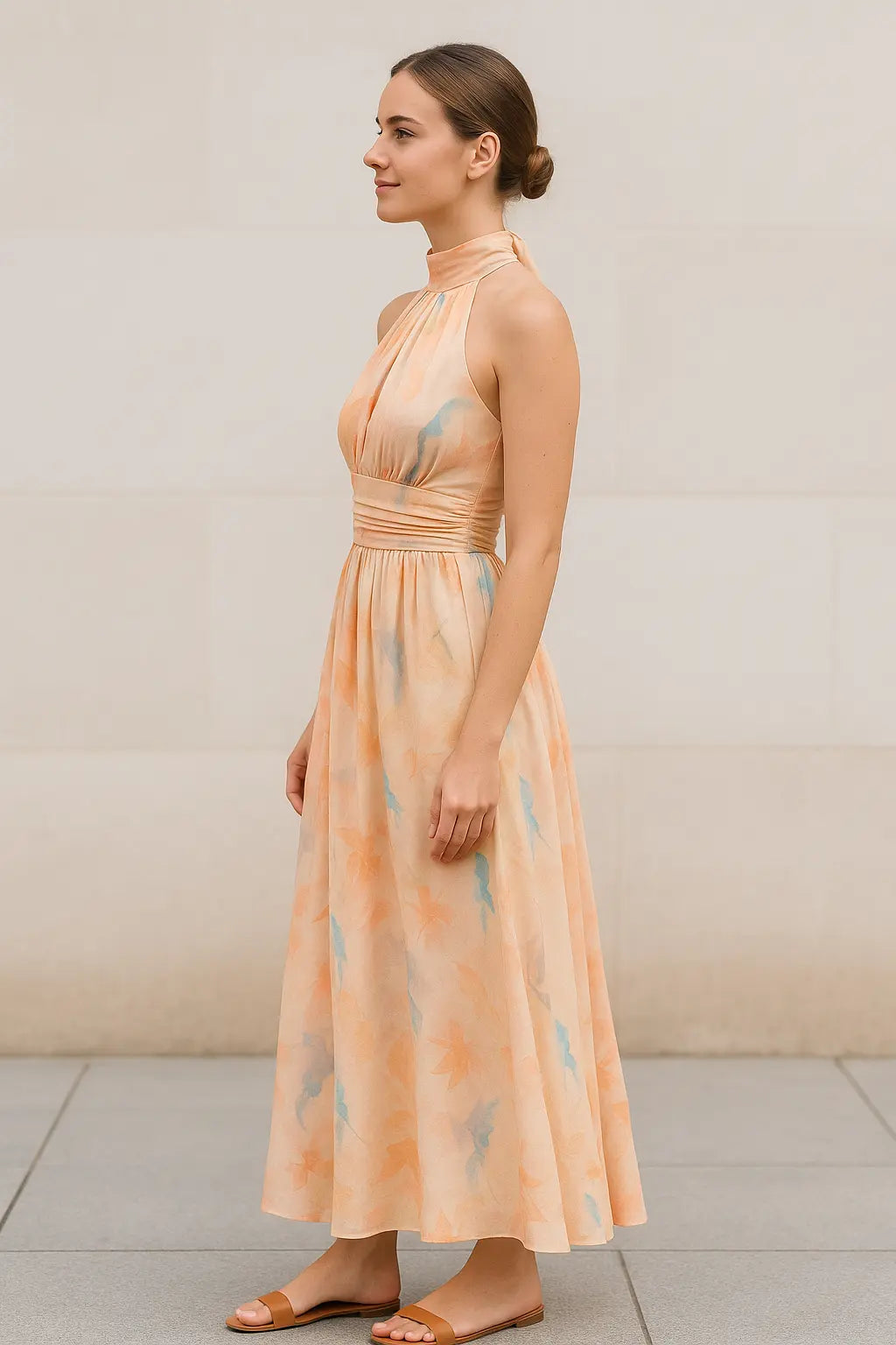 Dames Mouwloze Maxi Zomerjurk, Elegante Gedrukte Rugloze Vakantie Stijl, Sexy V-Hals Mode | VIQA VIQA© NEDERLAND