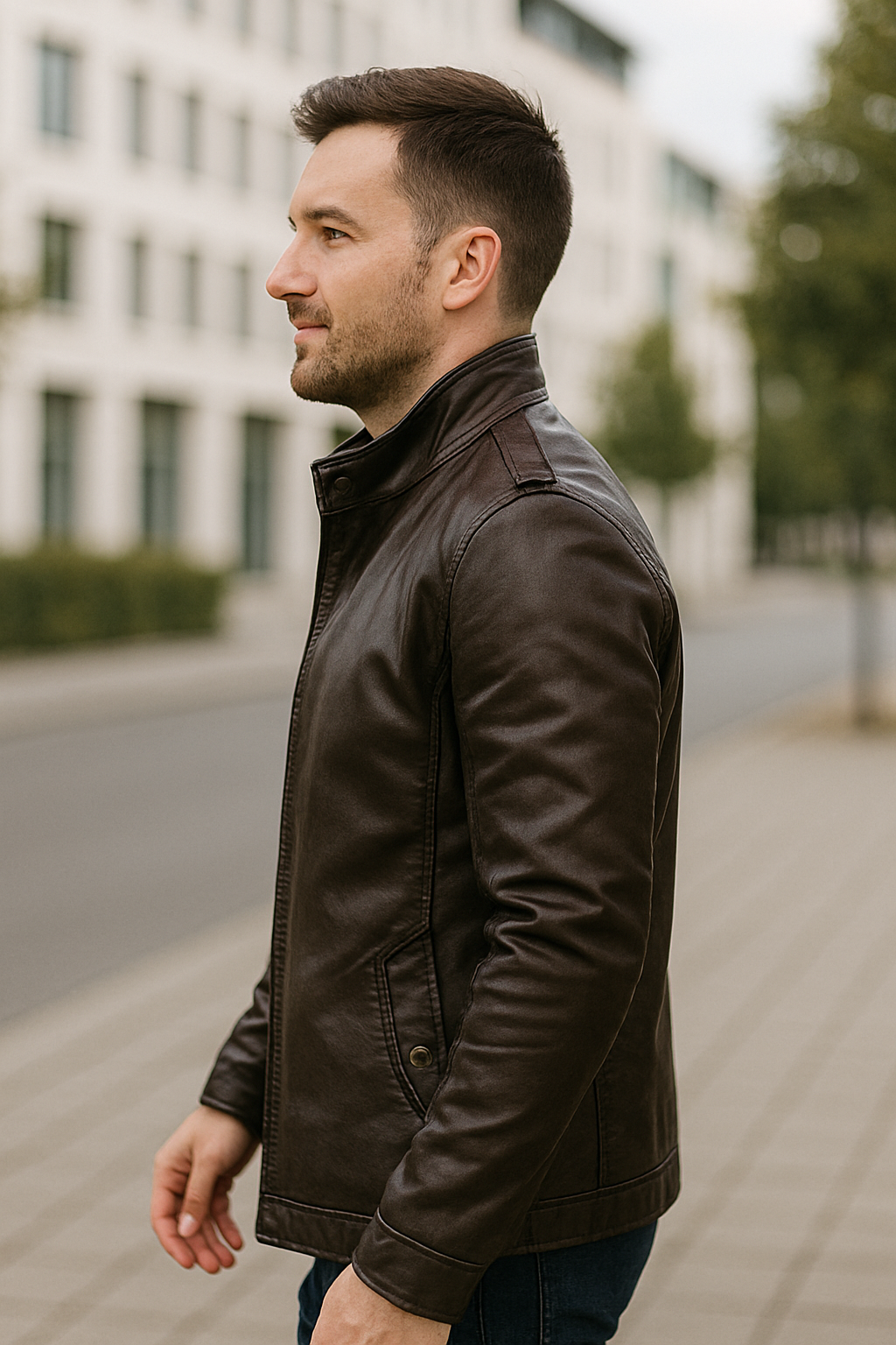 Heren Lange Leren Jas, Vintage Stijl Herfst Winterjas Met Zakken, Casual Warme Parka | VIQA VIQA© NEDERLAND