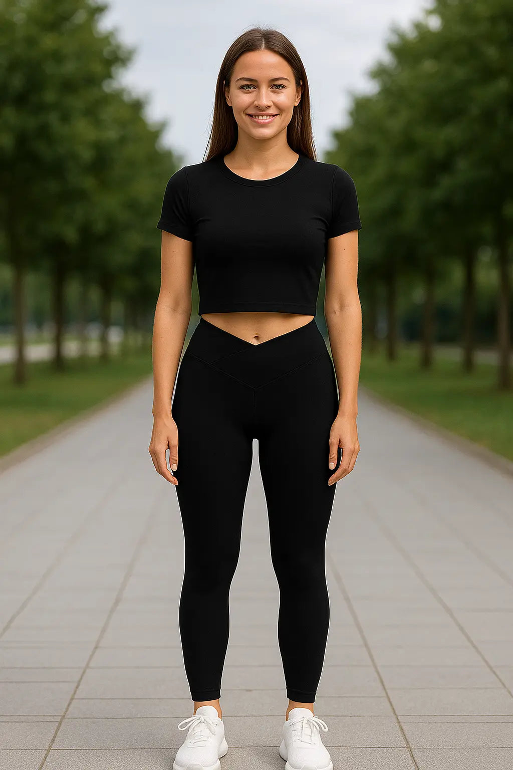 Dames Cross Taille Fitness Legging Effen Kleur Tillen Billen Yoga Broek Zonder Voornaad Training Legging VIQA© NEDERLAND