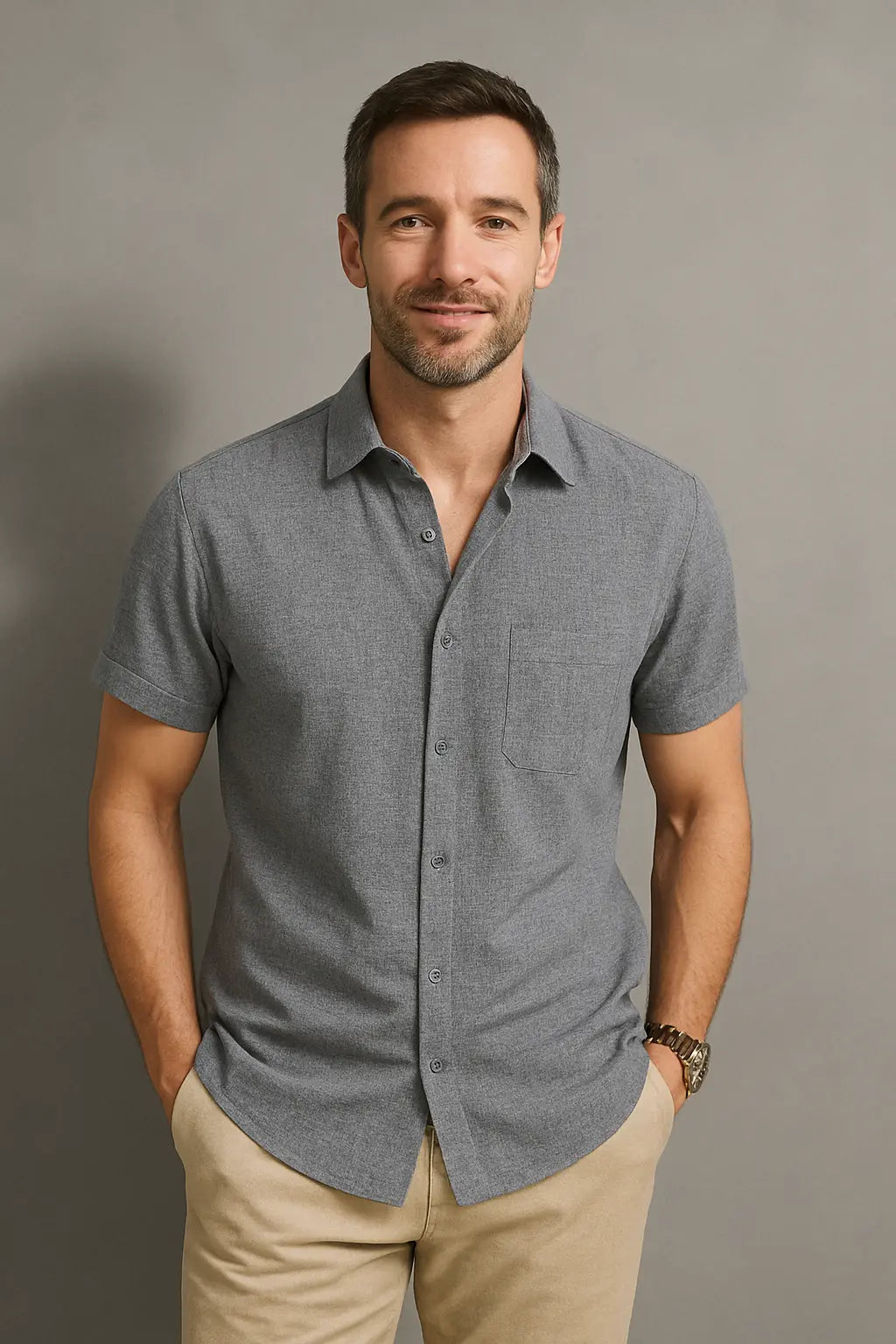 Finn Heren Zomer Ademend Linnen T-Shirt VIQA© NEDERLANDGrijs-2XL