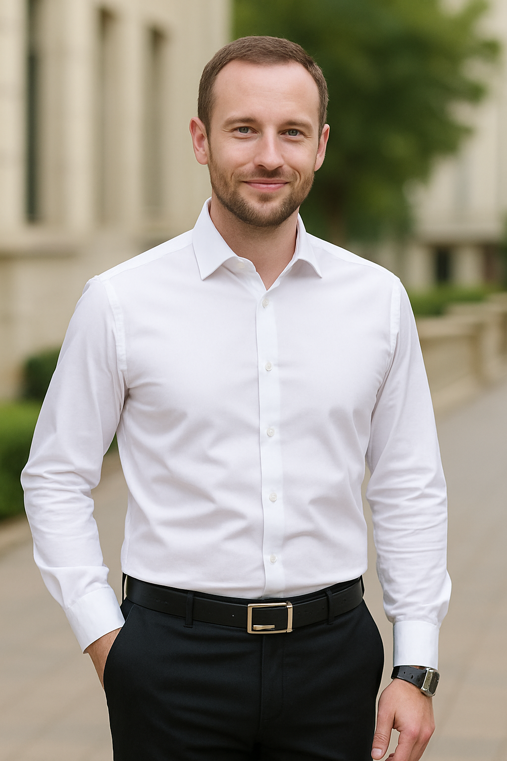 Heren Zakelijk Shirt, Effen Kleur Slim Pasvorm Lange Mouwen, Klassieke Casual Jurk Shirt | VIQA VIQA© NEDERLAND