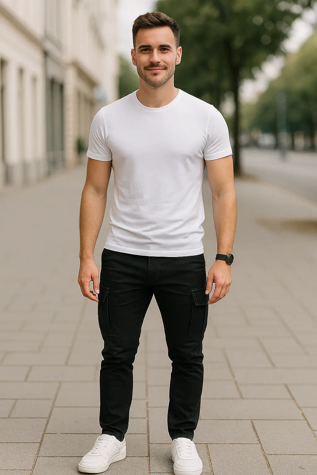 Heren Denim Cargo Jeans, Slim Fit Elastische Midden Taille Meerdere Zakken Casual Streetwear Broek | VIQA VIQA© NEDERLAND