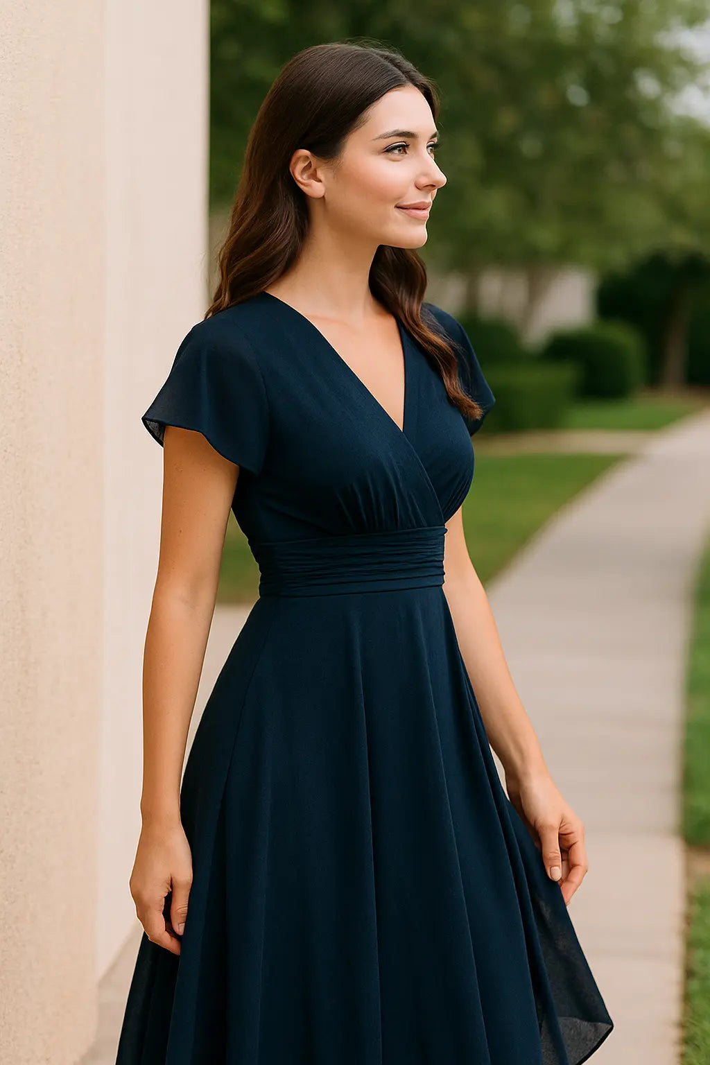 Dames Zomer Chiffon Maxi Jurk, V-Hals Hoge Taille Los Fit, Lichtgewicht Elegante Lange Jurk | VIQA VIQA© NEDERLAND