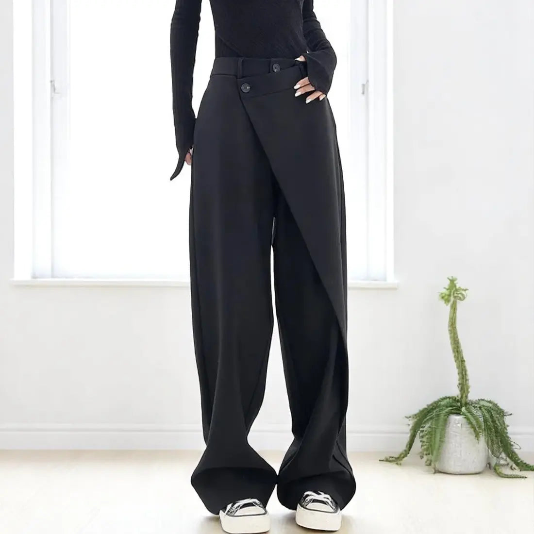 Damesbroeken Met Asymmetrische Taille En Zakken VIQA© NEDERLAND