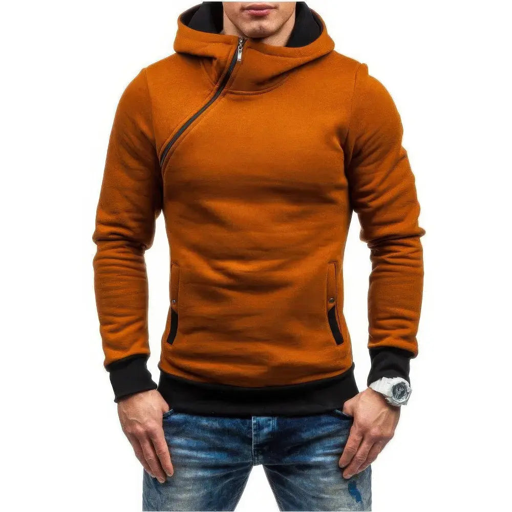 Heren Slim Trui Diagonale Rits Hoodie VIQA© NEDERLANDCamel-XXL