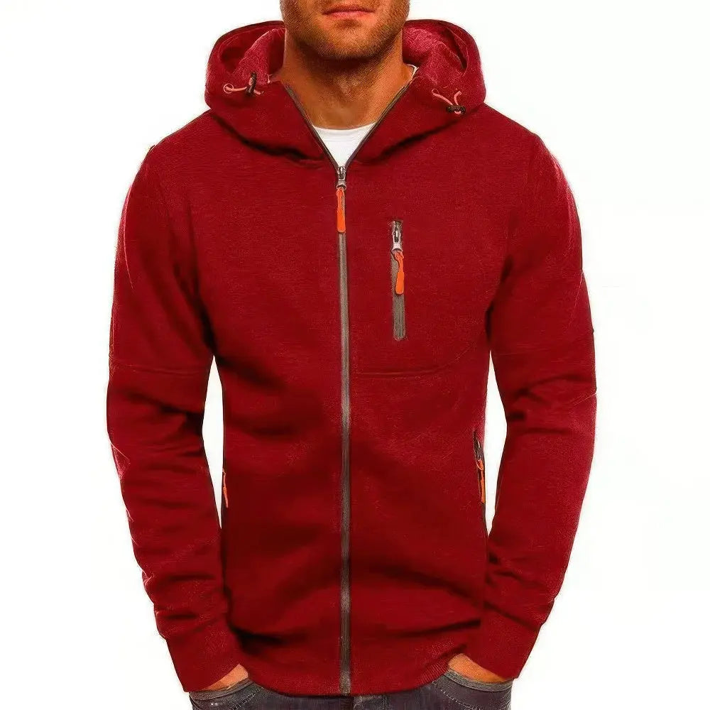 Comfortabel Heren Vest Hoodie Met Rits VIQA© NEDERLANDRood-3XL