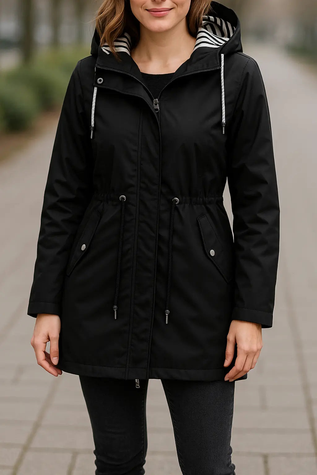 Waterdichte Regenjas Voor Dames, Lichtgewicht Trenchcoat Met Capuchon, Casual Outdoor Jas Voor Wandelingen | VIQA VIQA© NEDERLANDZwart / 2XL