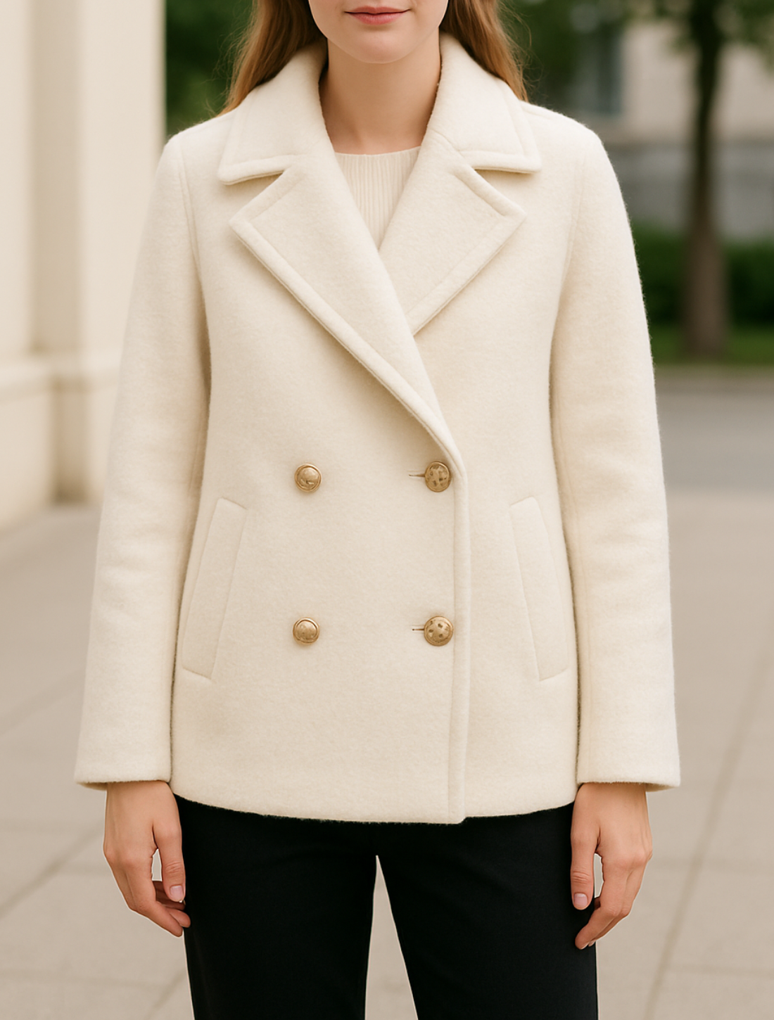 Vrouwen Parel Button Coat, Double Breasted Frans ontwerp Herfst Fashion | VIQA VIQA© NEDERLAND