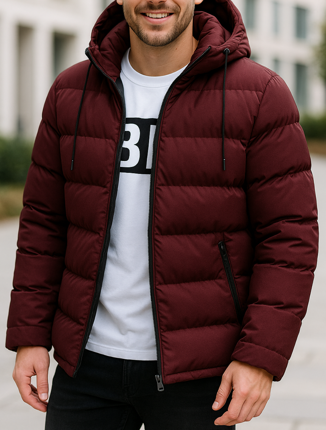 Heren Winterparka, Dikke Pufferjas met Capuchon, Casual Warme Outdoorjas | VIQA VIQA© NEDERLANDRood / 2XL