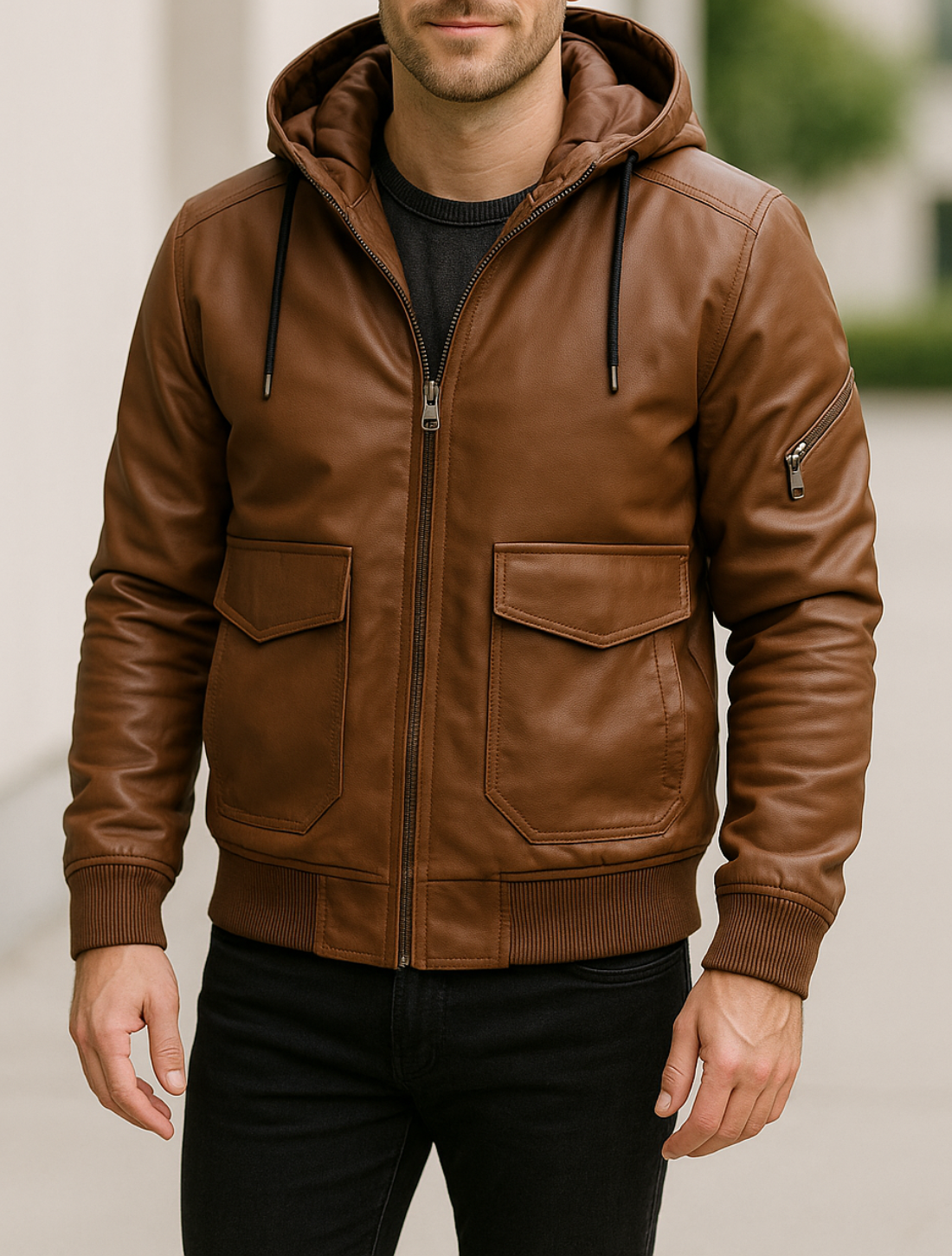 Leren Motorjack Voor Heren, Dikke Motorjas Met Afneembare Capuchon, Casual Winterkleding | VIQA VIQA© NEDERLAND