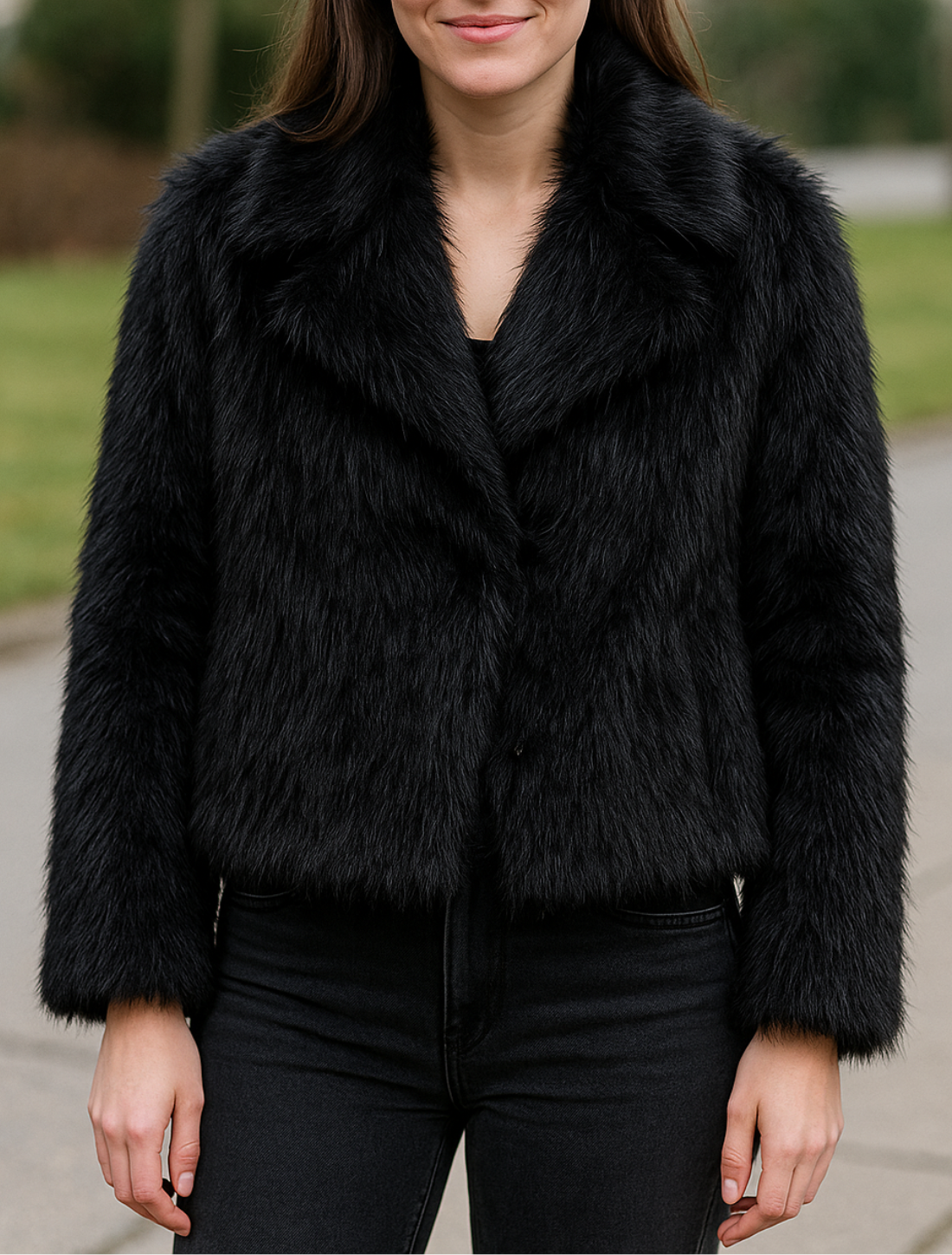 Cropped Bontjas Voor Dames, Chique Reverskraag, Dikke Winterjas Met Drukknopen | VIQA VIQA© NEDERLAND