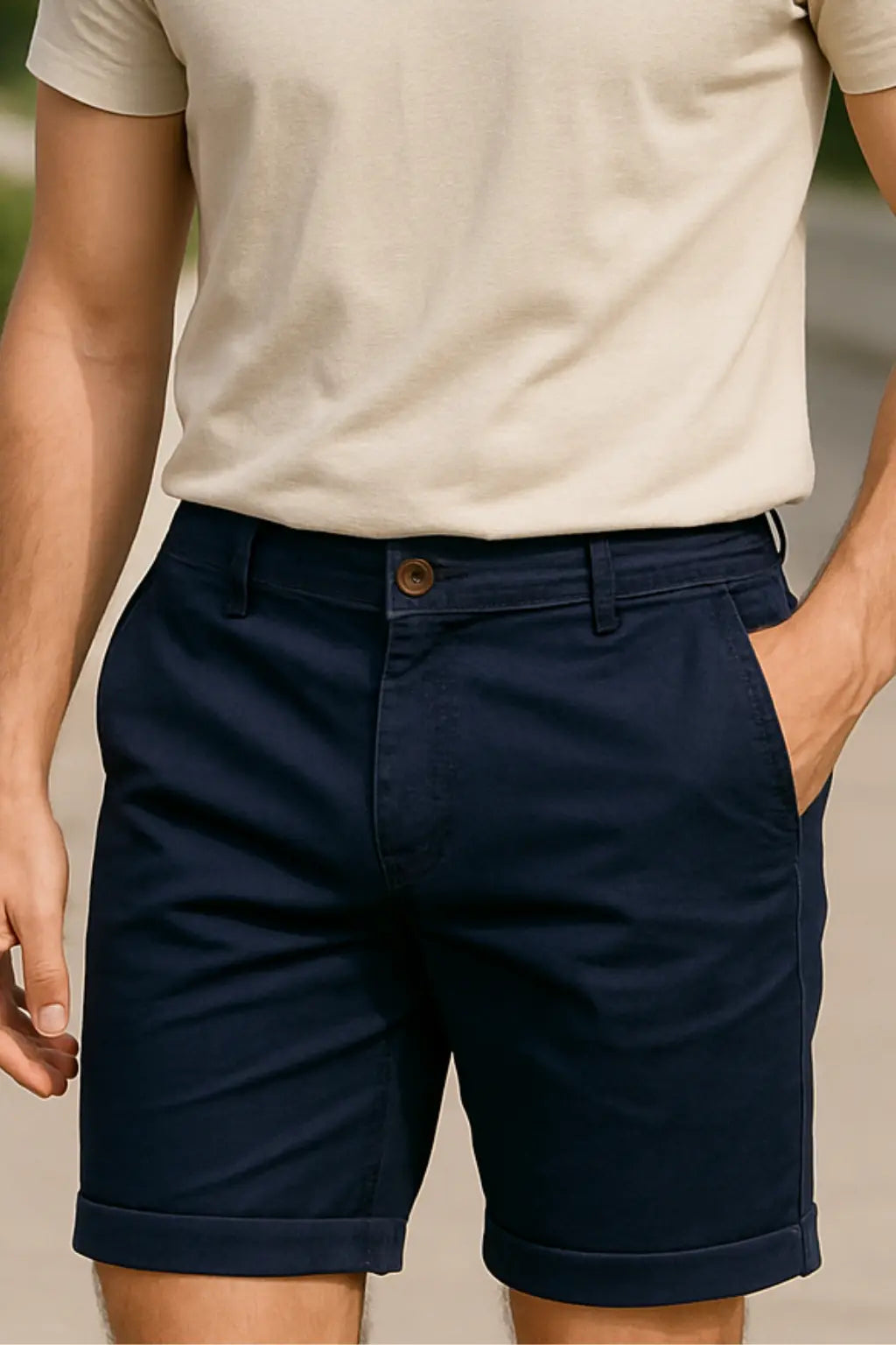 Heren Katoenen Shorts, Elastische Taille Korte Broek, Casual Hoge Kwaliteit Zomer Kleding | VIQA VIQA© NEDERLANDDonkerblauw / 2XL